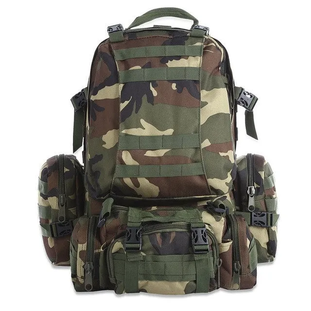 50L Multifunction Sport Bag Molle Tactical Bag Water Resistant Camouflage Backpack for Outdoor Climbing Hiking Camping 8 Colors