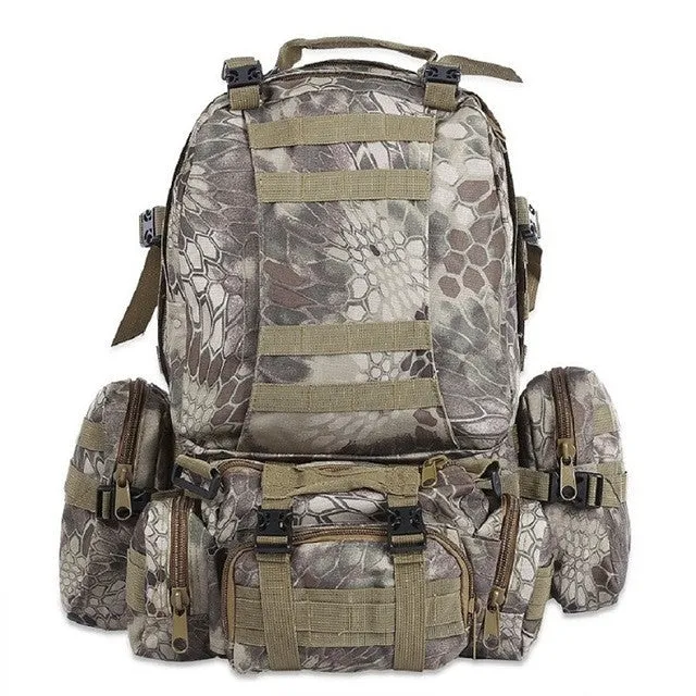 50L Multifunction Sport Bag Molle Tactical Bag Water Resistant Camouflage Backpack for Outdoor Climbing Hiking Camping 8 Colors