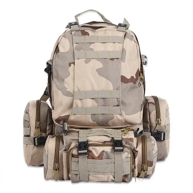 50L Multifunction Sport Bag Molle Tactical Bag Water Resistant Camouflage Backpack for Outdoor Climbing Hiking Camping 8 Colors