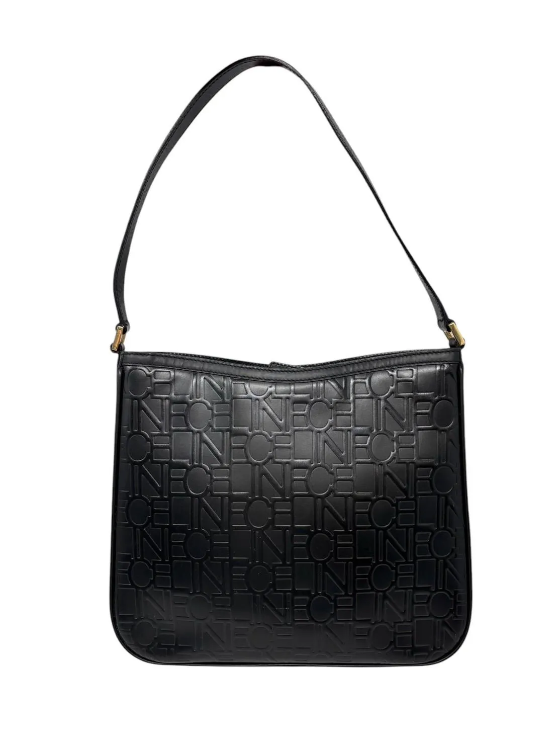 Celine Large Black Embossed Shoulder Bag