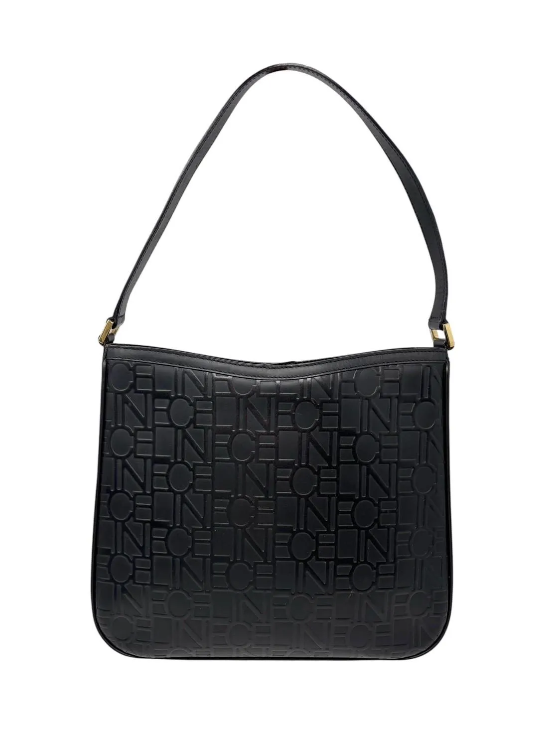 Celine Large Black Embossed Shoulder Bag