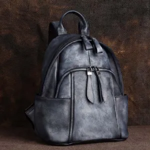 Genuine Leather Daypack Women Backpack Brush Color Bag Knapsack Real Cowhide School Book Bags Female Vintage Rucksack