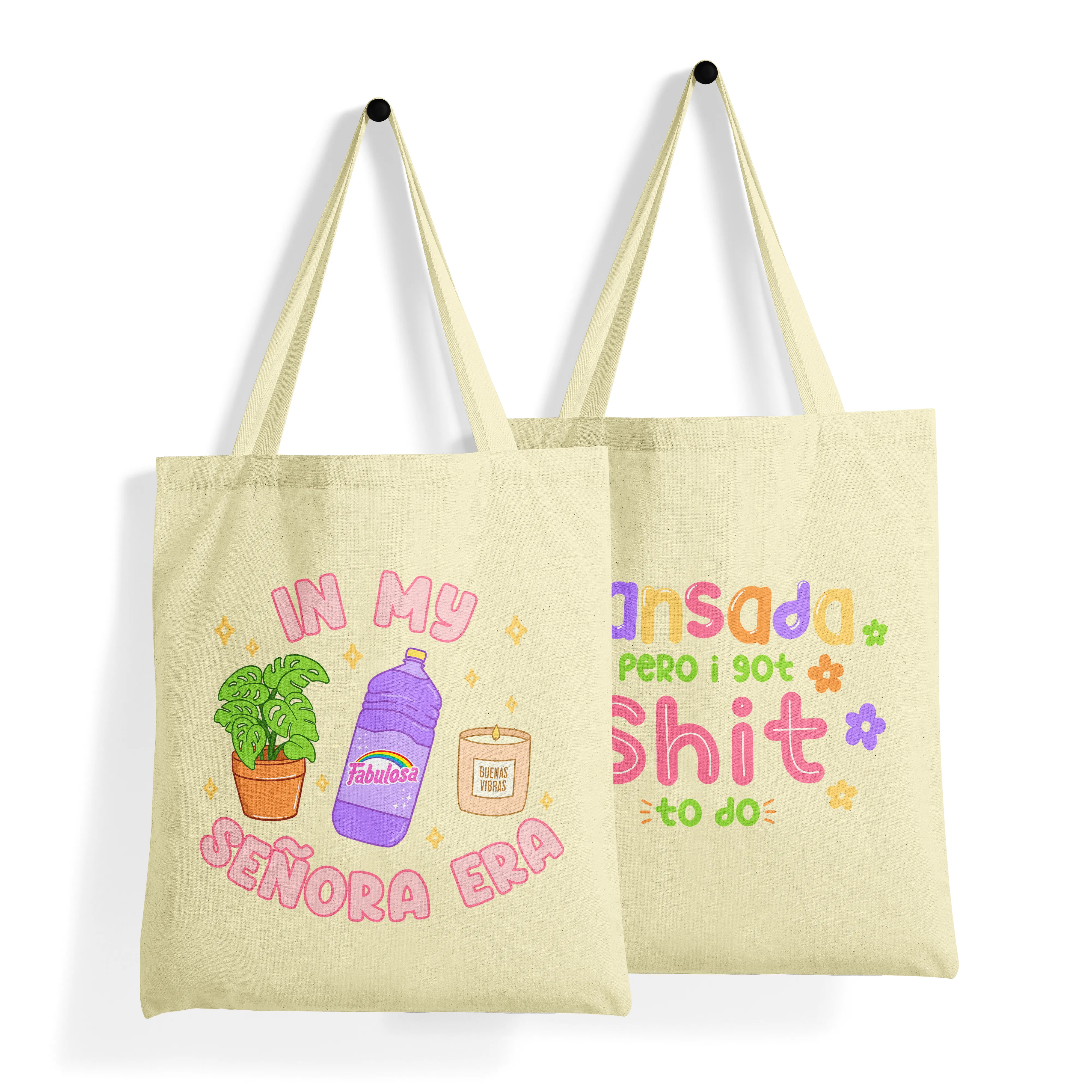 'In My Senora Era   Cansada, Pero I Got Shit To Do' Double-Sided NATURAL Premium Tote Bag