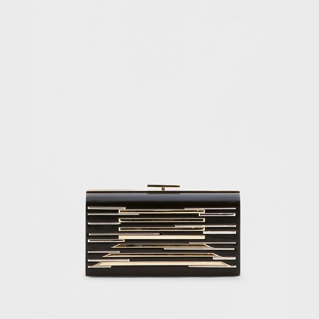 Layla yy wood natural & gold minaudière