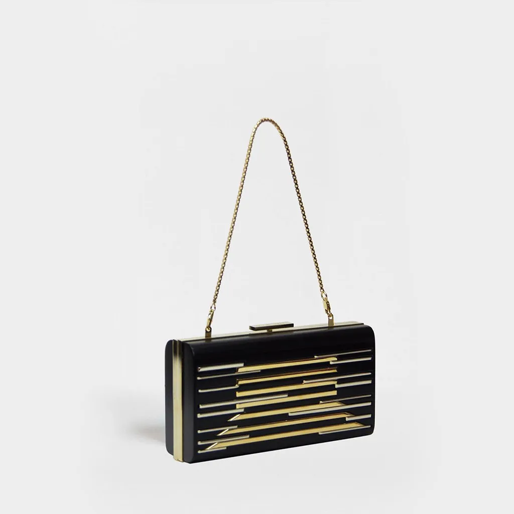 Layla yy wood natural & gold minaudière