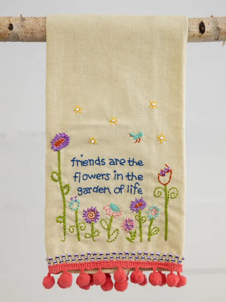 Natural Life Linen Embroidered Hand Towel