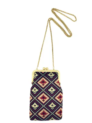 Navy Aztec | Mini Clutch Bag