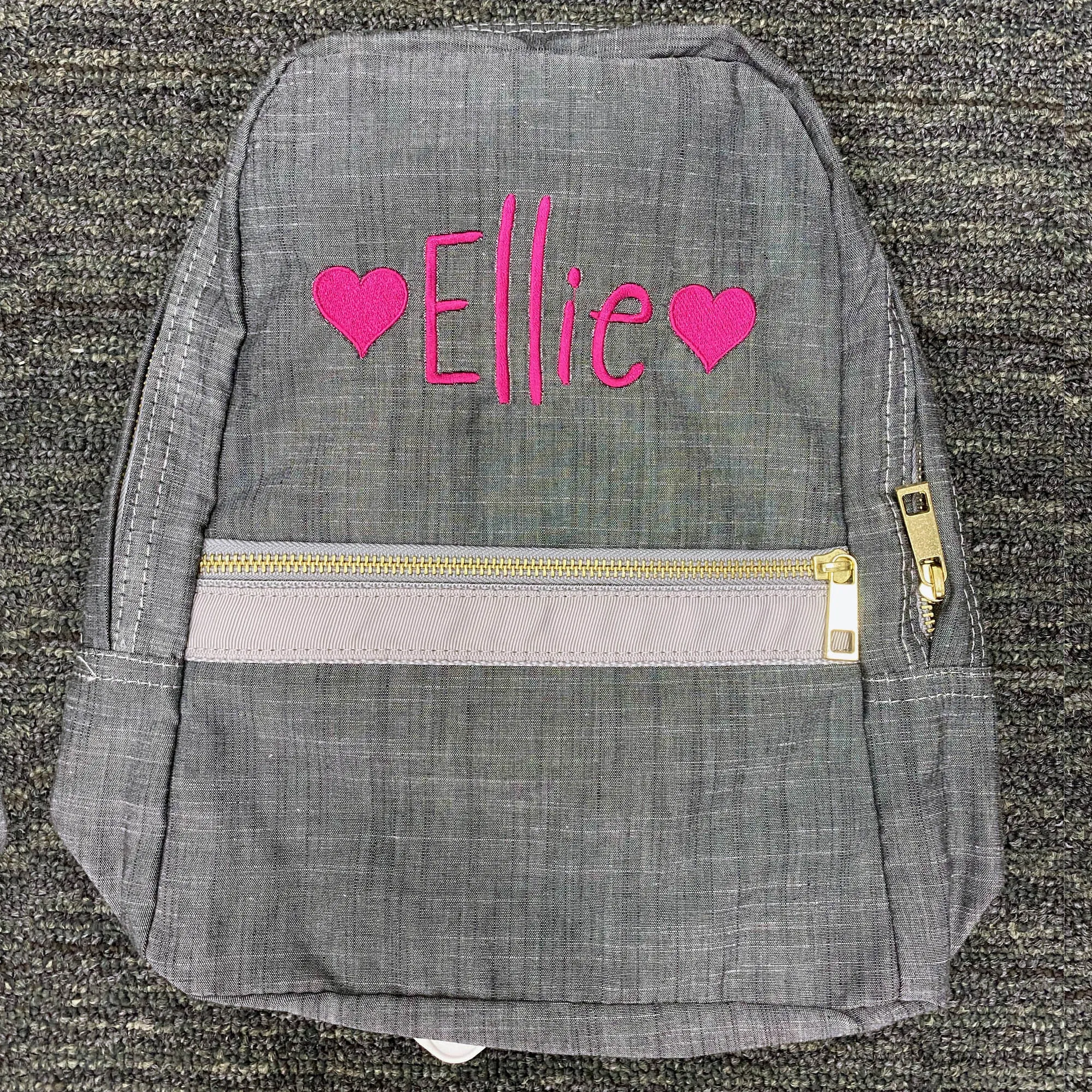Personalized Chambray Grey Large Backpack
