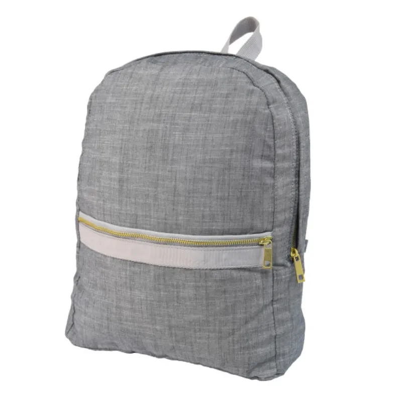 Personalized Chambray Grey Large Backpack