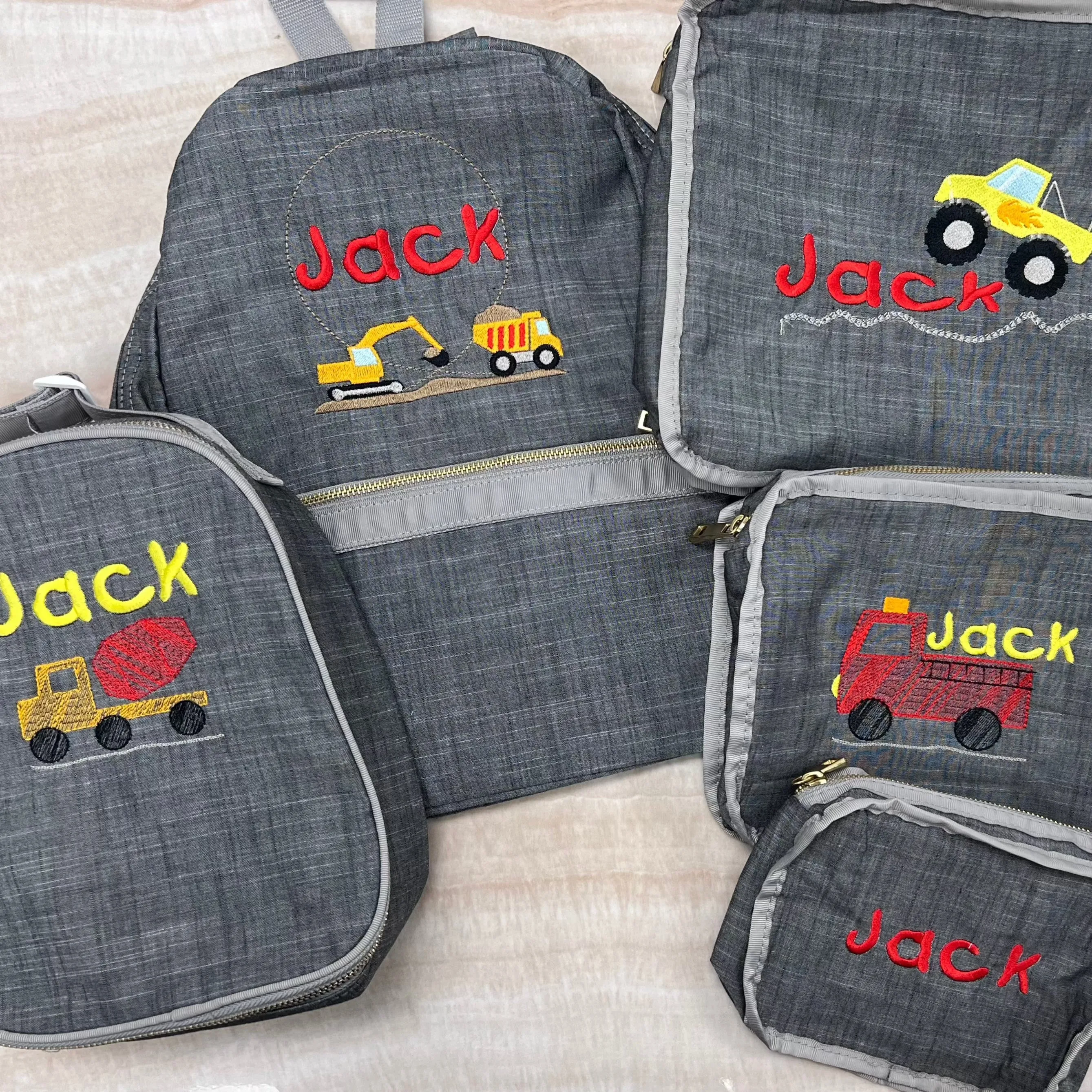 Personalized Chambray Grey Large Backpack