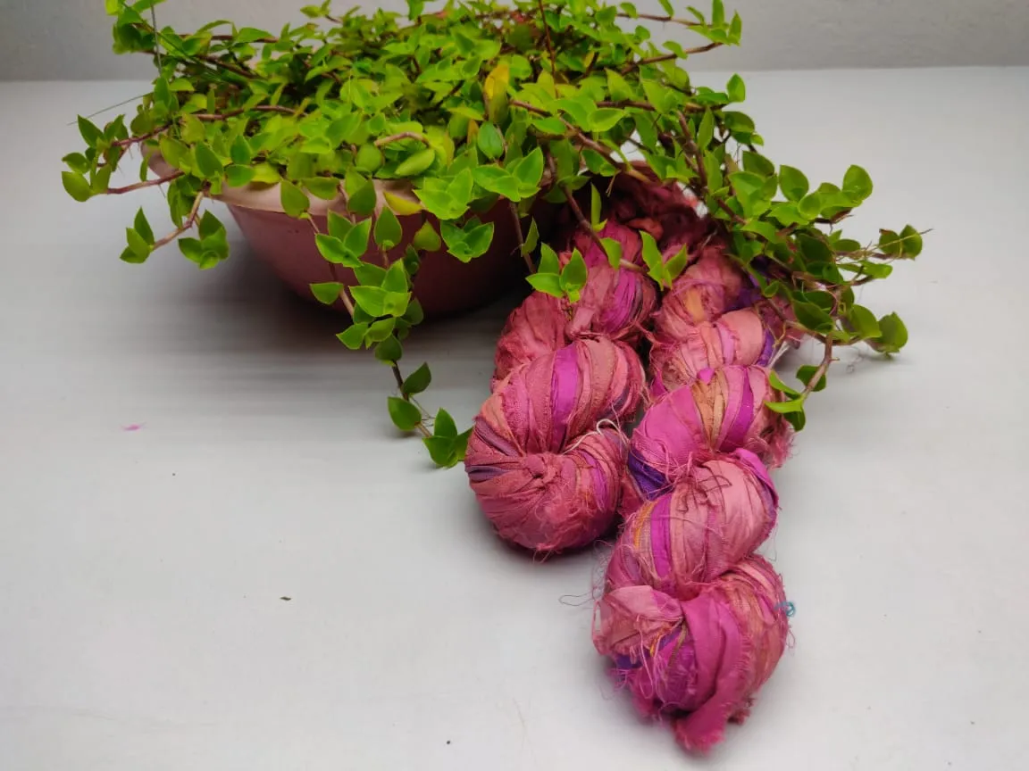 Recycled Sari Silk Ribbon Strawberry