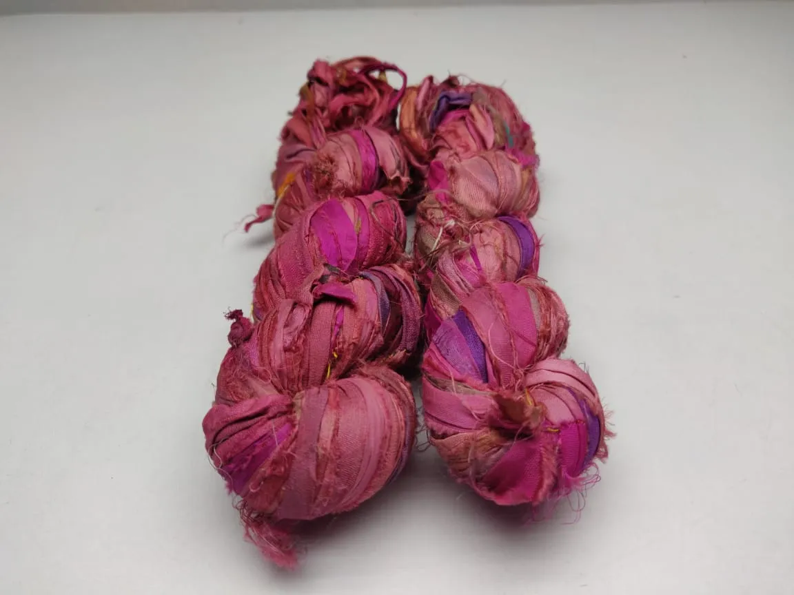 Recycled Sari Silk Ribbon Strawberry