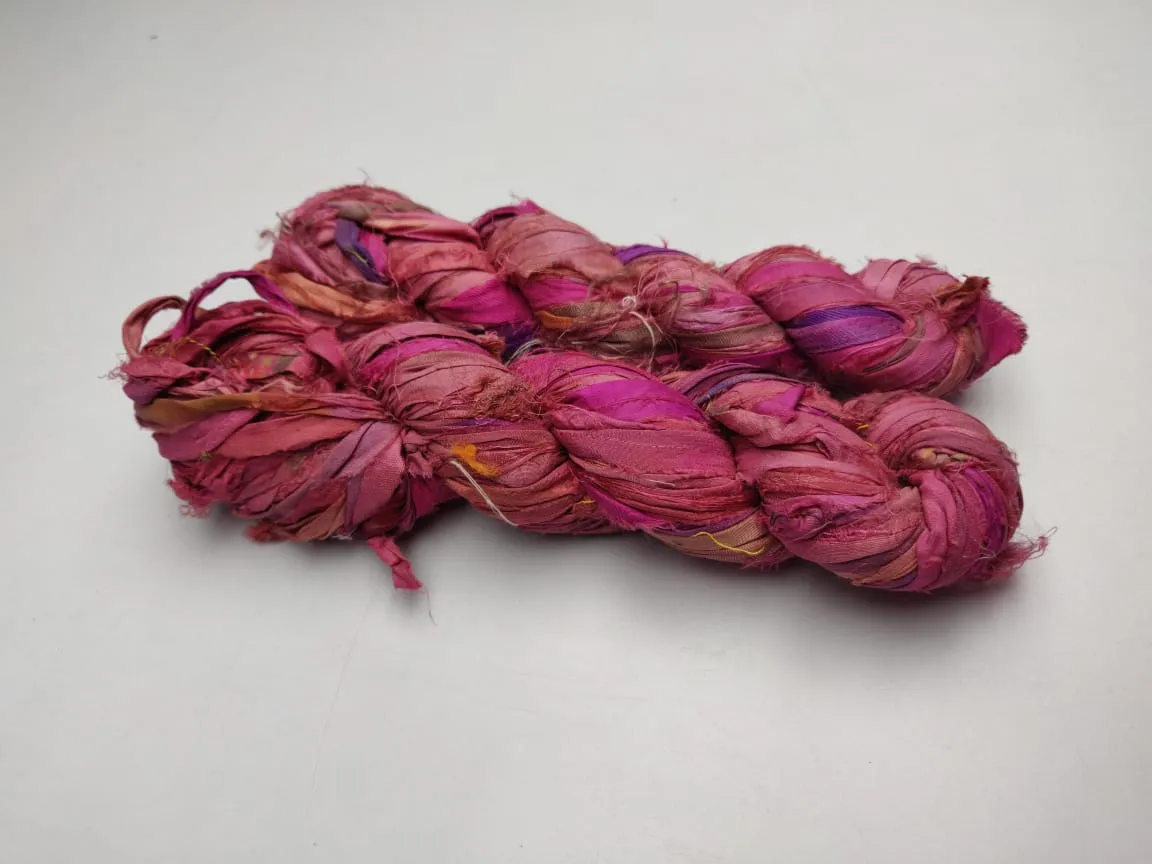 Recycled Sari Silk Ribbon Strawberry