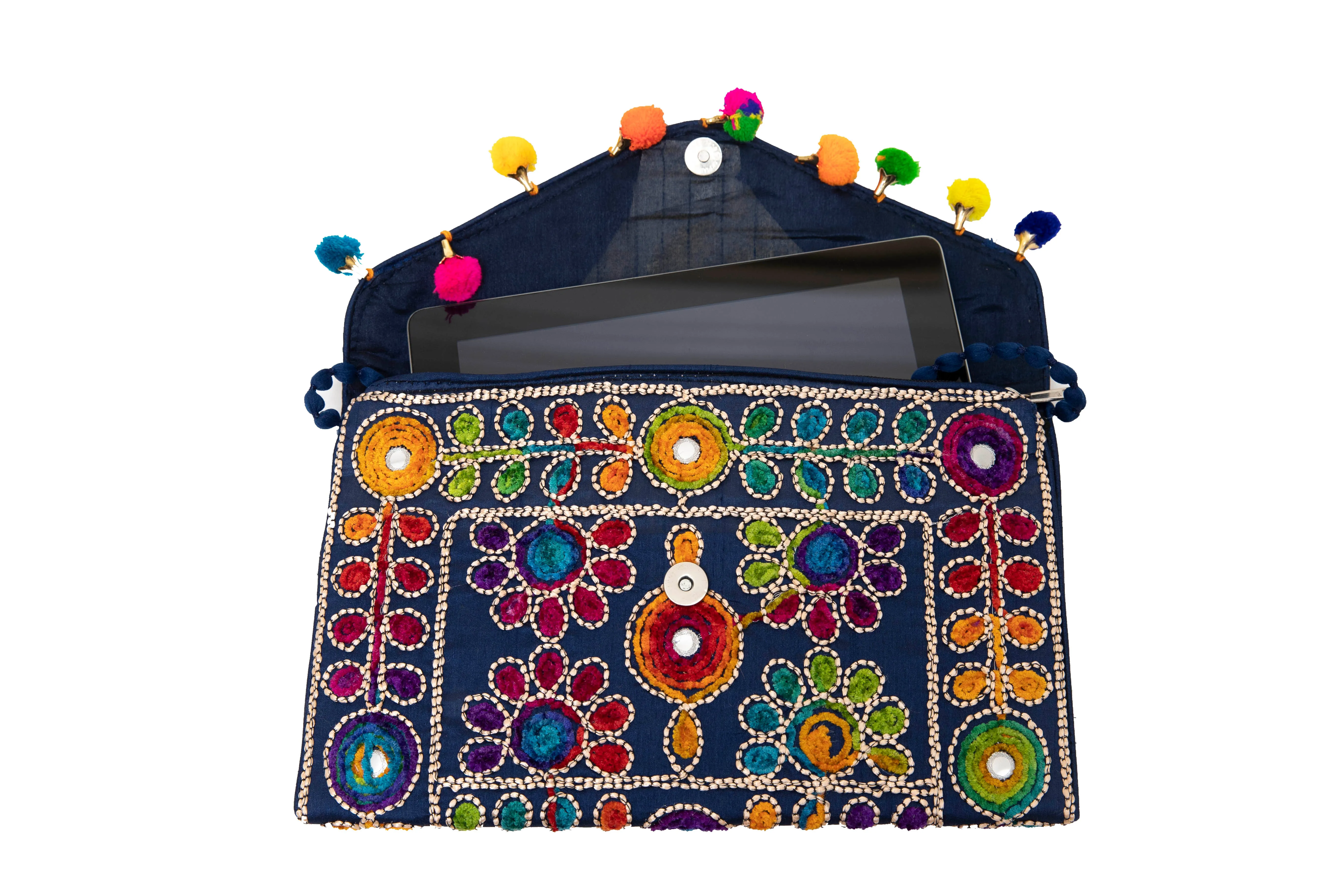 Silk Embroided Envelope Clutch