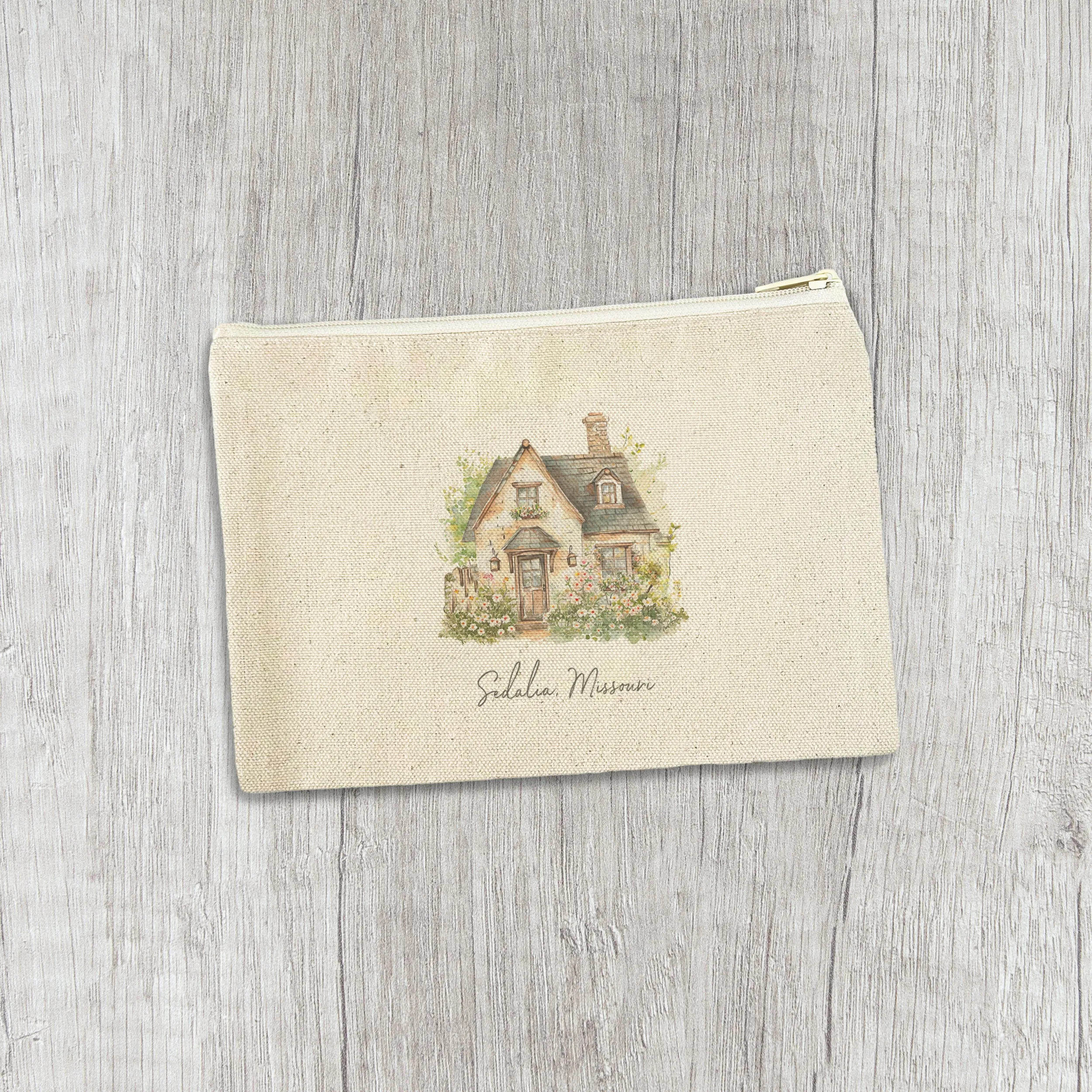 Spring Cottage - Custom Canvas Zipper Pouch