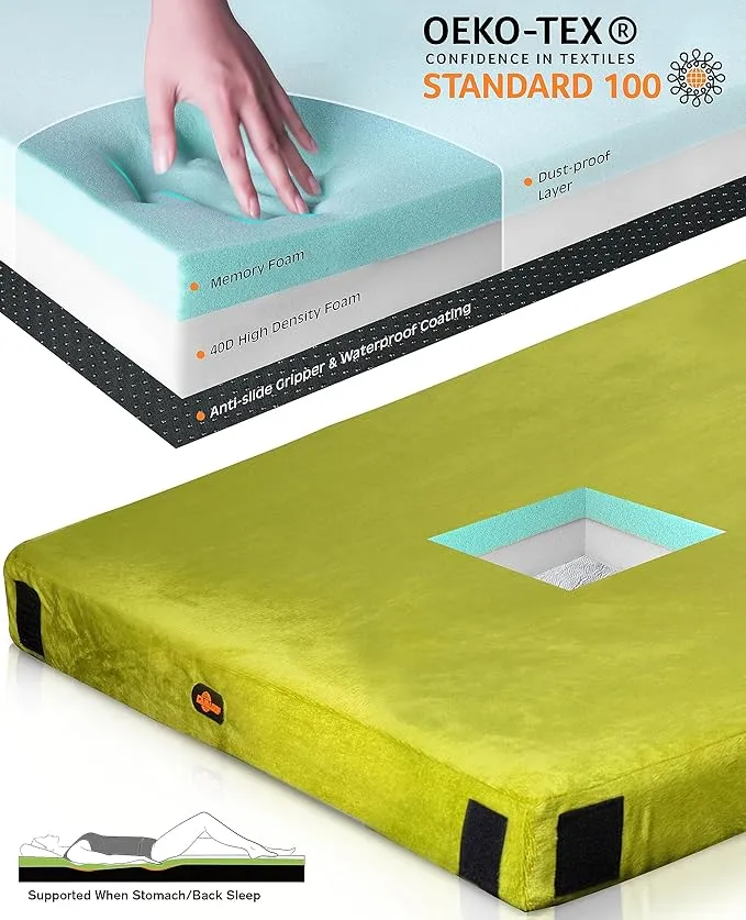 Thick Memory Foam Camping Mattress Sleeping Pad [Car/Tent/Cot] 3 Inch Portable Floor Mat Roll Up for Guests Kids Adult Sleepover