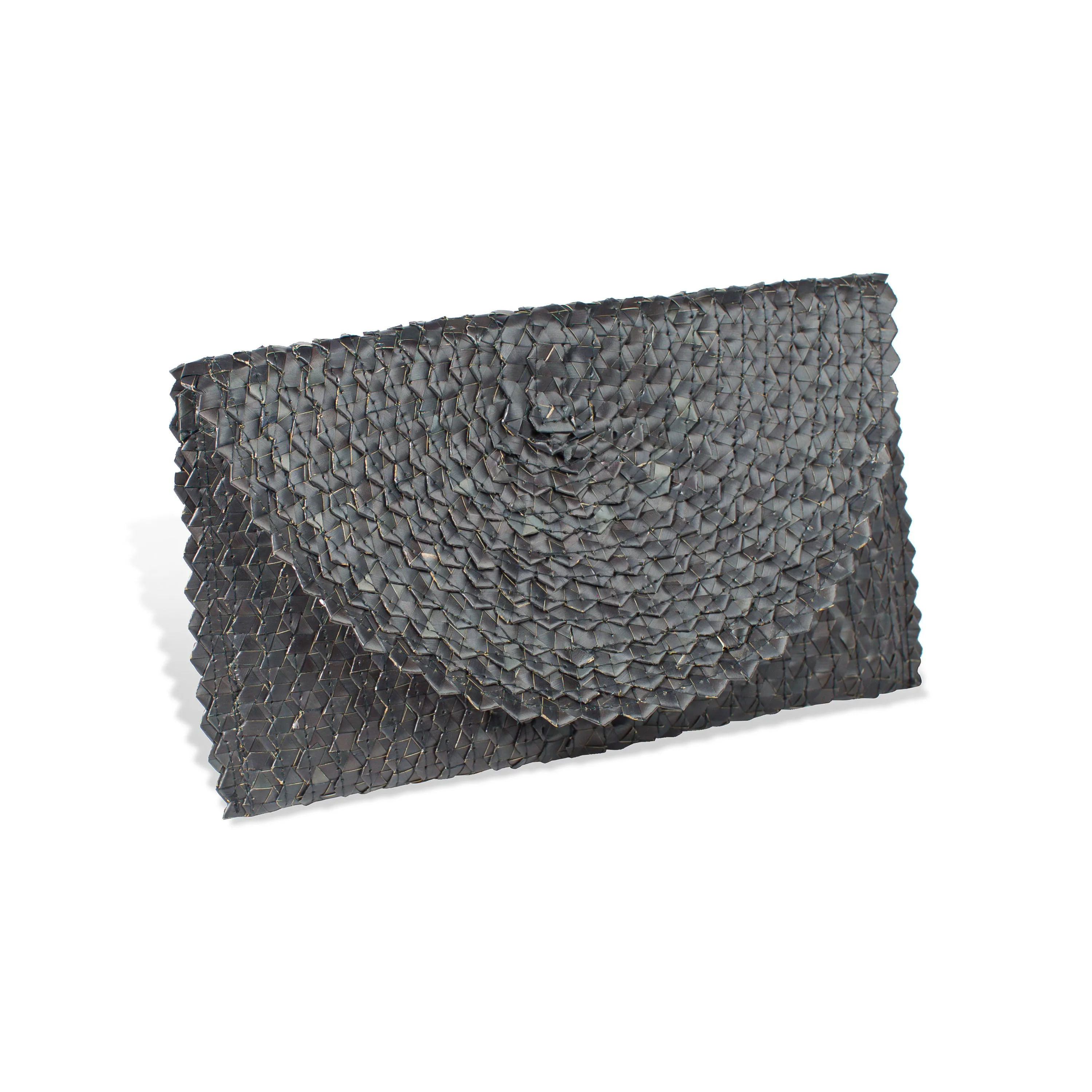 Tinu Black - Silk African Print Rattan Purse