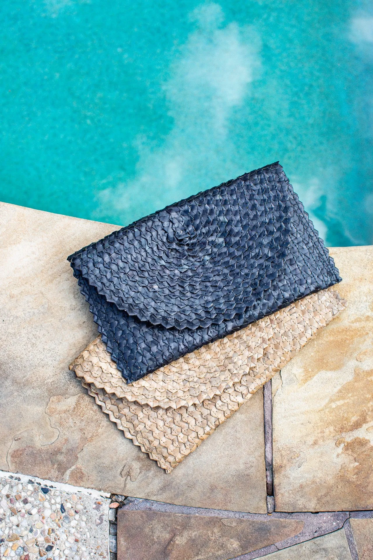 Tinu Black - Silk African Print Rattan Purse