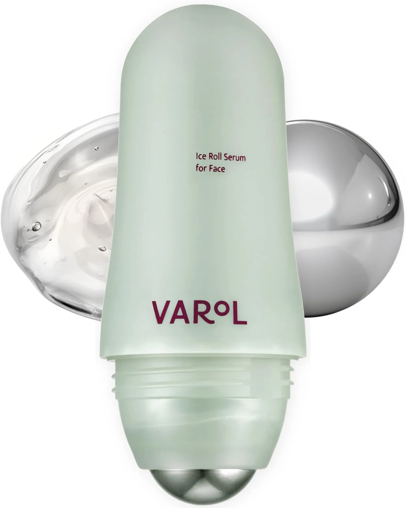 VAROL Ice Roll Serum for Face, Puffy Eyes - Pore Minimizing Serum with Ice Roller for Puffiness Relief, Soothing, Hydrating, Korean Skin Care & Gua Sha Facial Tool - 1.69 fl.oz (50ml)
