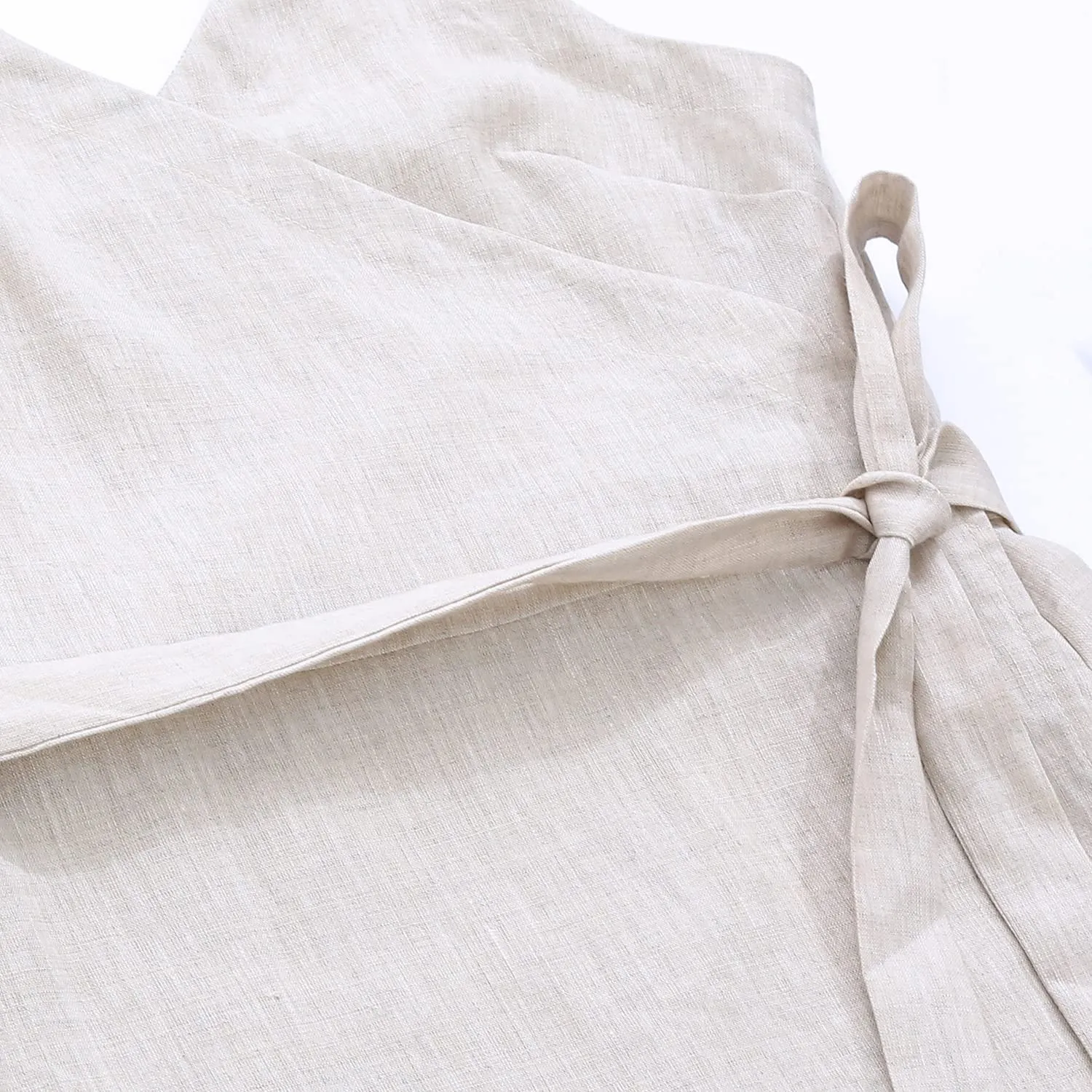 Womens Pure Linen Summer Spaghetti Strap Midi Dresses