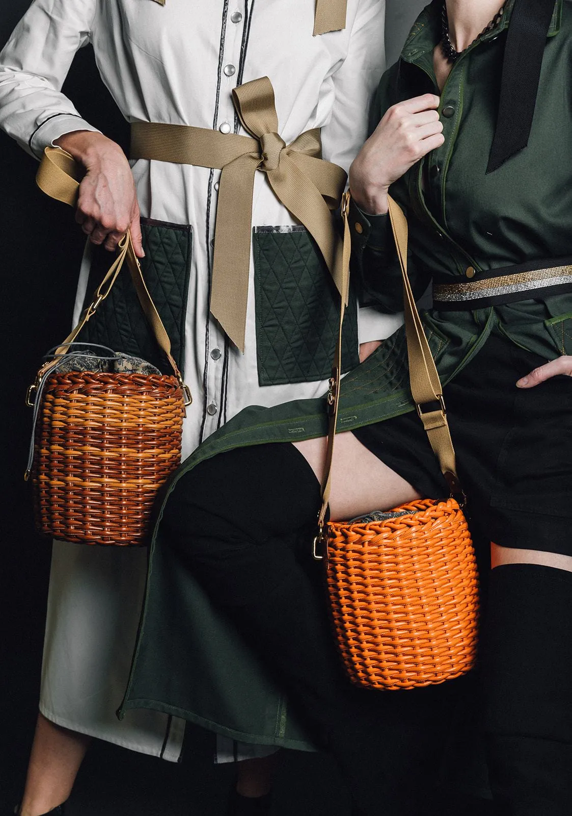 Woven Basket Bag: Designer Vegan Bag in Orange
