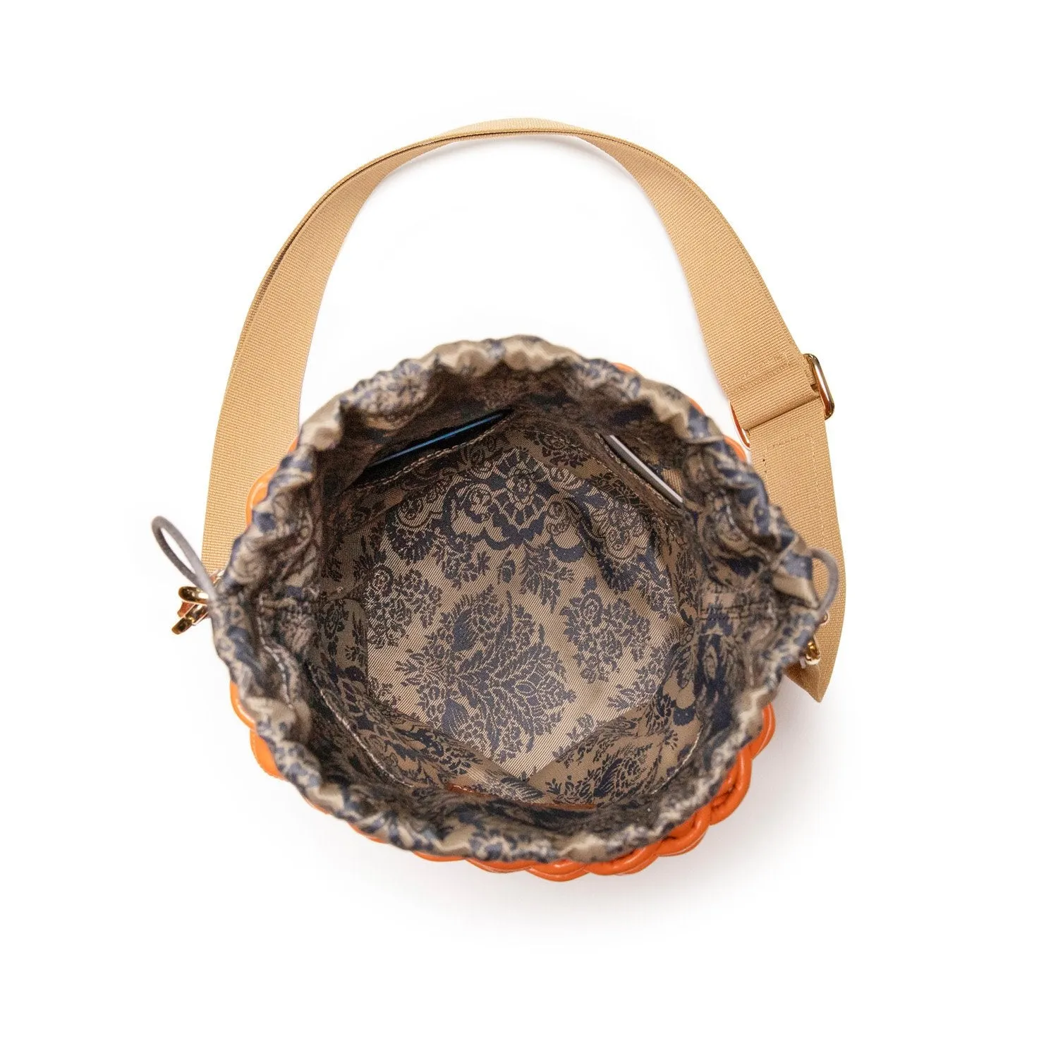 Woven Basket Bag: Designer Vegan Bag in Orange