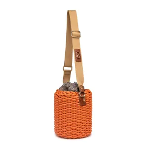 Woven Basket Bag: Designer Vegan Bag in Orange