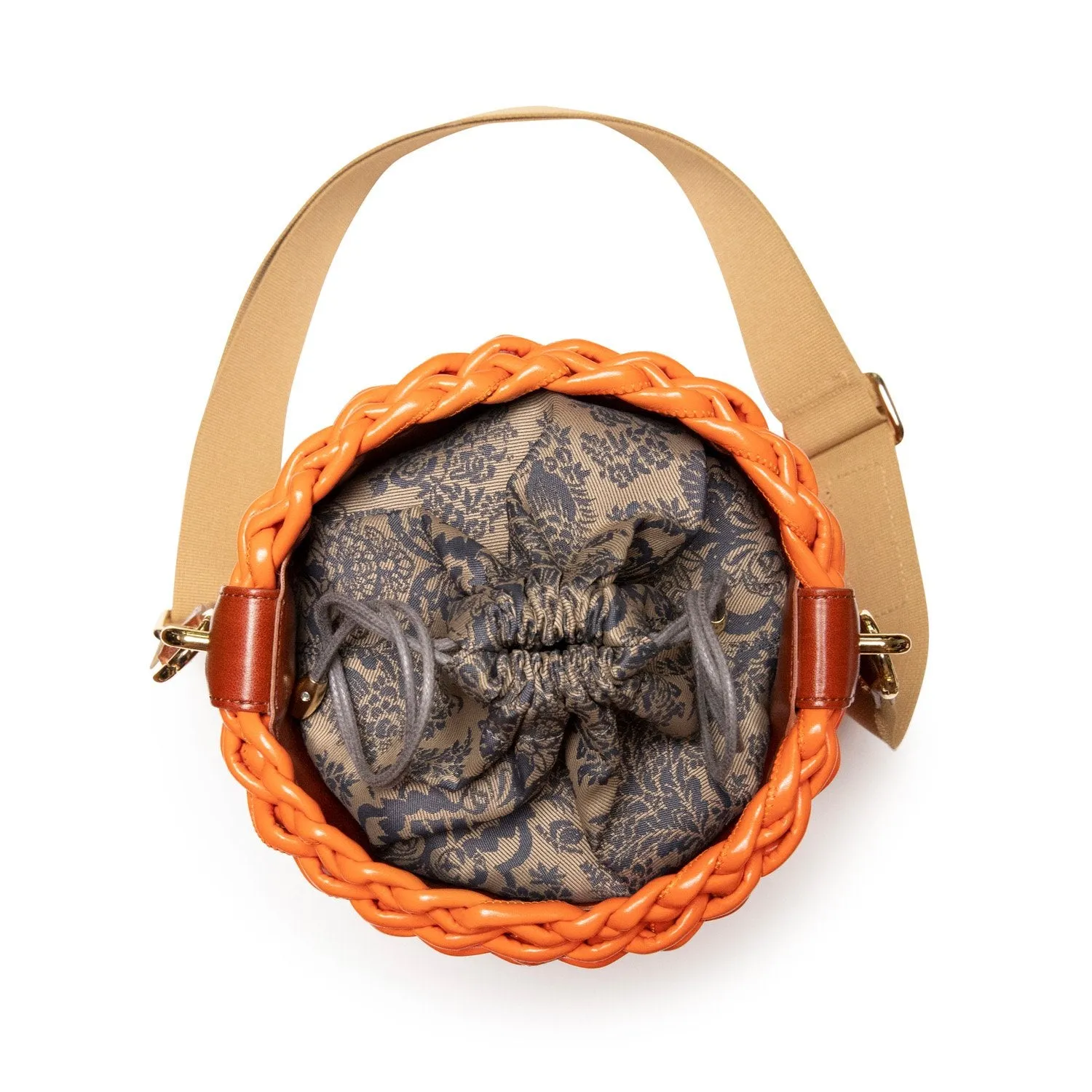 Woven Basket Bag: Designer Vegan Bag in Orange
